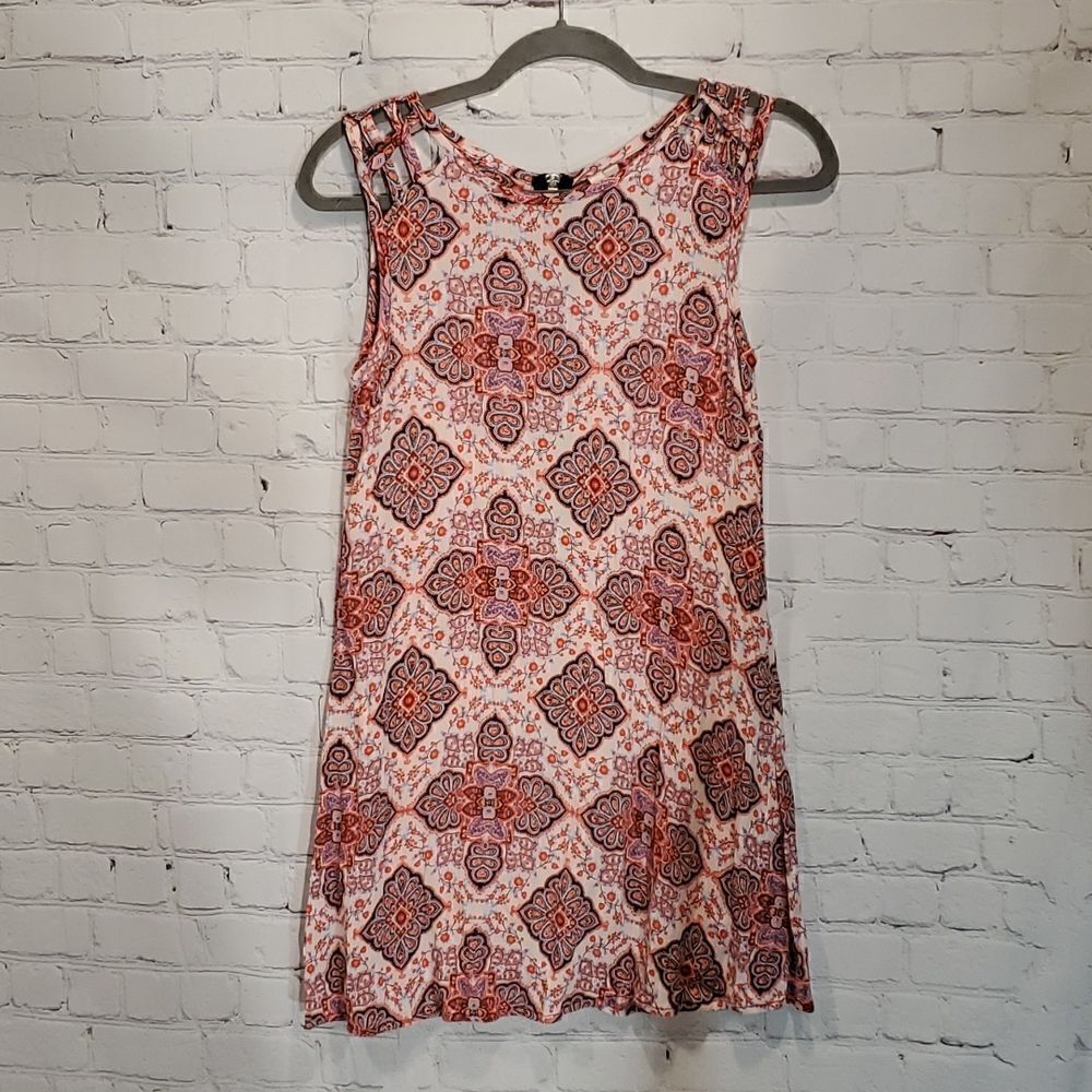 Speechless pink boho crinkle tunic tank top